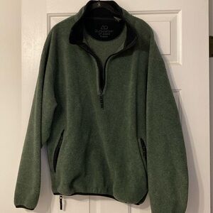 Warm thick material, good quality,  olive green and black.